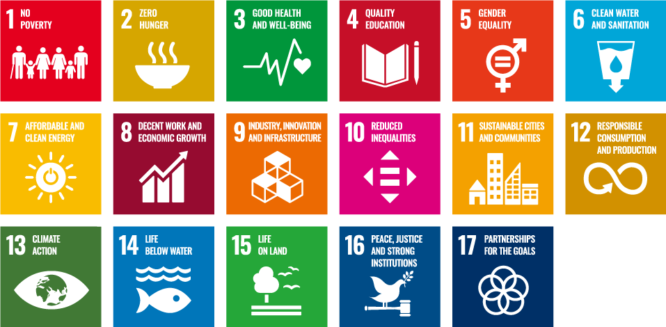 SDGsの達成目標17個のアイコンリスト